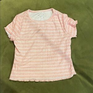 Sleep On It Pink and White Striped Tee Size 7-8
